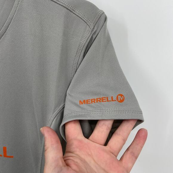 Merrell Barefoot Tech Tee Shirt Size L Gray Opti-Wick Shirt UPF Sun Protection - Picture 5 of 13